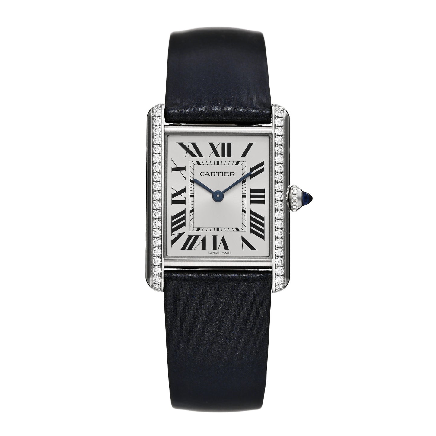 Stainless Steel Satin Diamond 25mm Must de Cartier Tank Quartz Watch