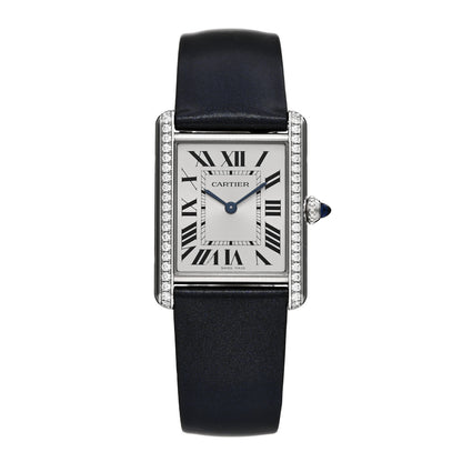 Cartier Stainless Steel Satin Diamond 25mm Must de Cartier Tank Quartz Watch 1 of 5