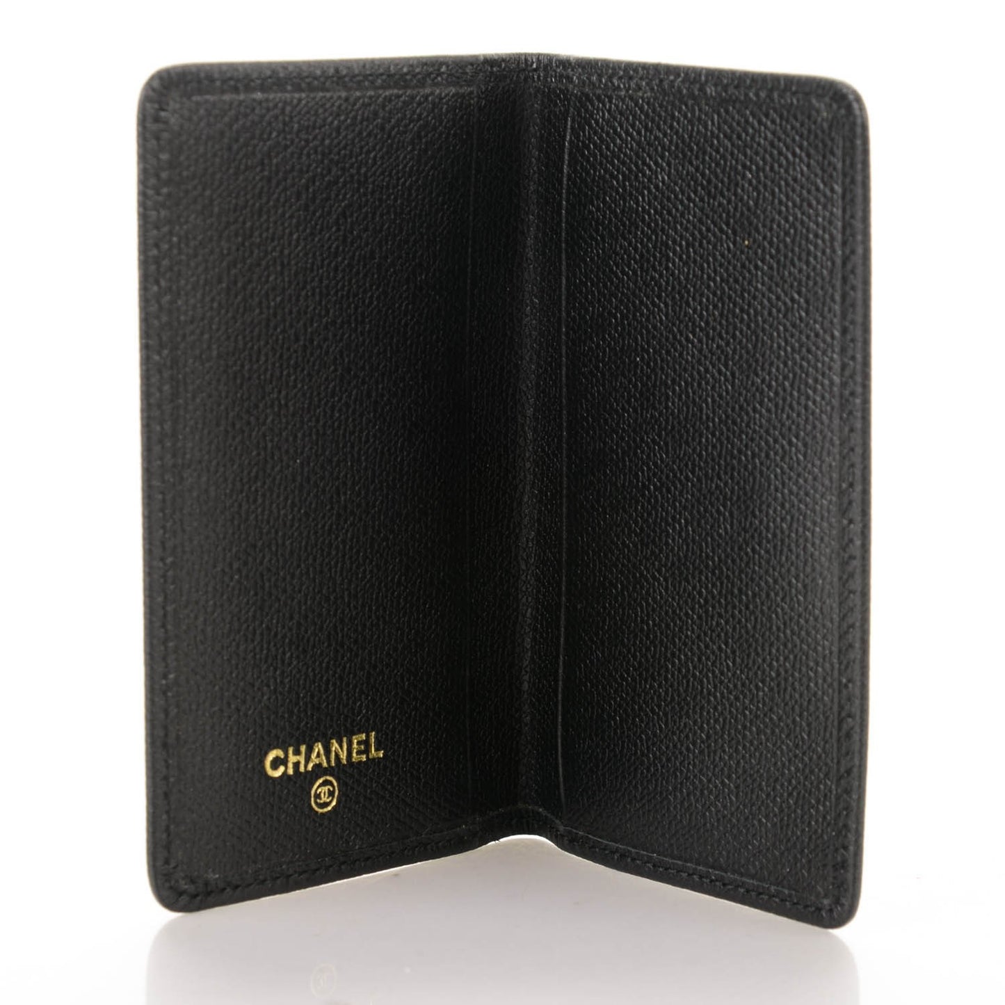 Grained Calfskin Small CC Button Pocket Agenda Cover Black
