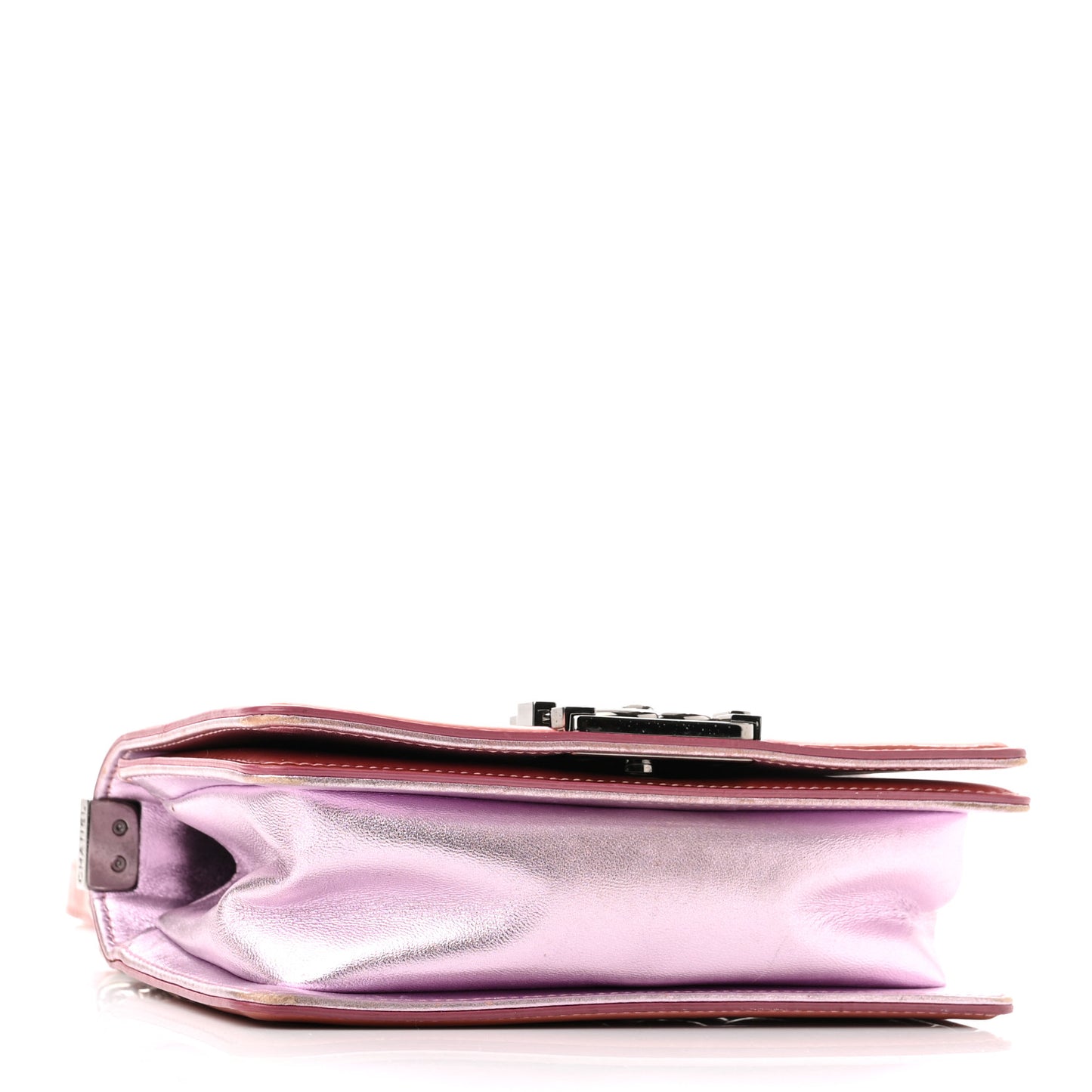 Metallic Patent Calfskin Quilted Small Boy Flap Pink