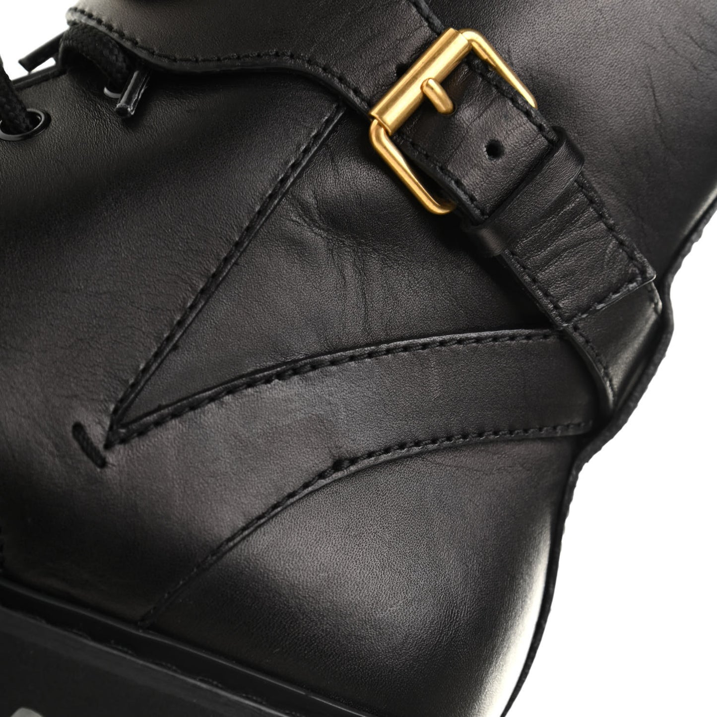 Calfskin Womens VLOGO 35mm Combat Boots 37.5 Black