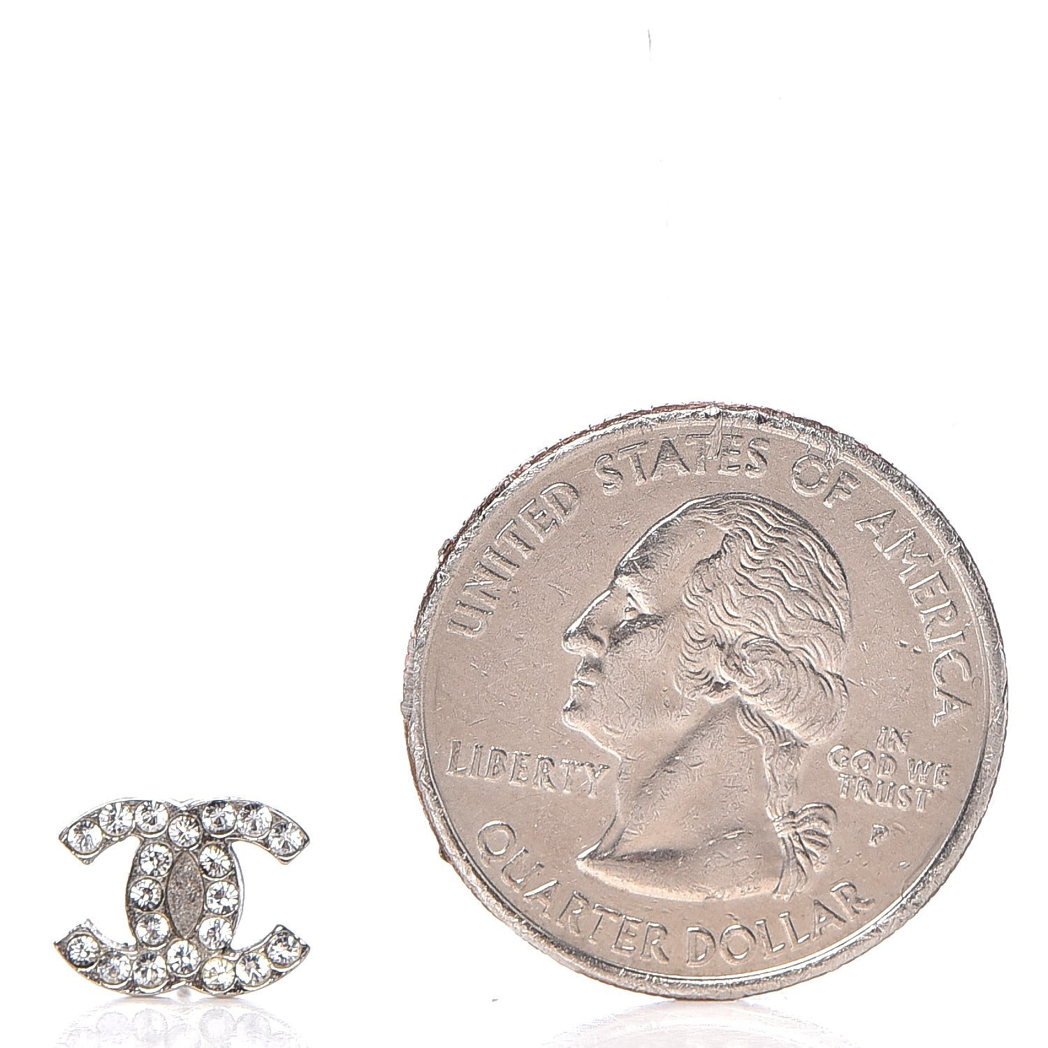 Chanel Crystal Mini Timeless CC Earrings Silver 2 of 4