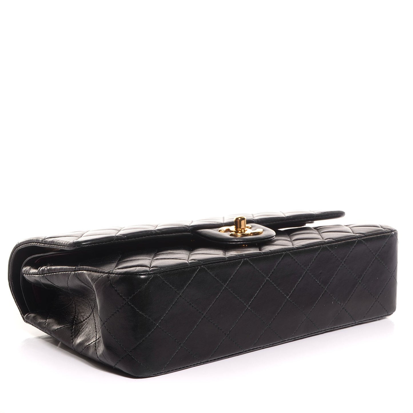 Lambskin Medium Double Flap Black