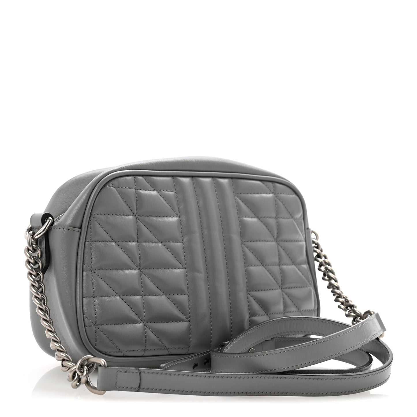 Calfskin Matelasse Aria Small GG Marmont Chain Shoulder Bag Deep Grey