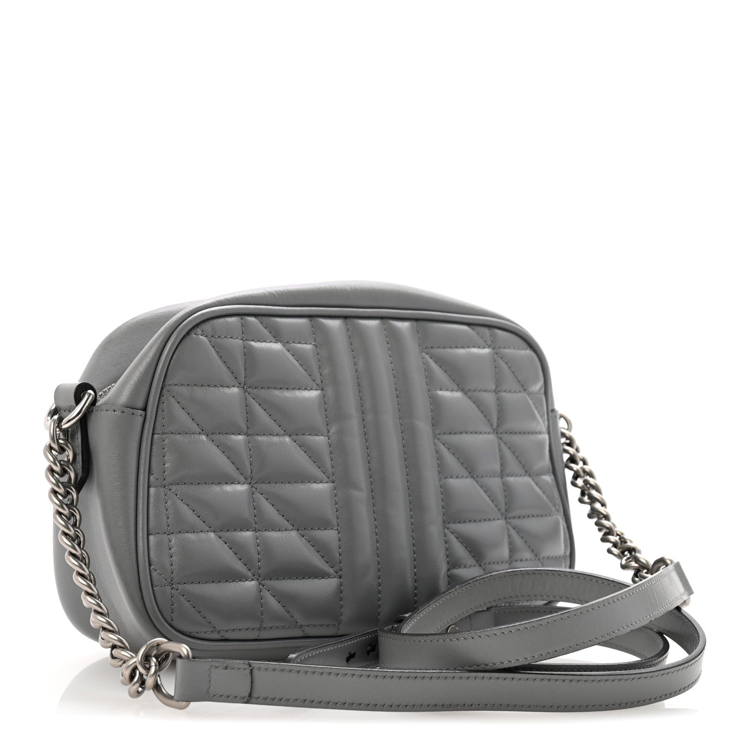 Gucci Calfskin Matelasse Aria Small GG Marmont Chain Shoulder Bag Deep Grey 3 of 13
