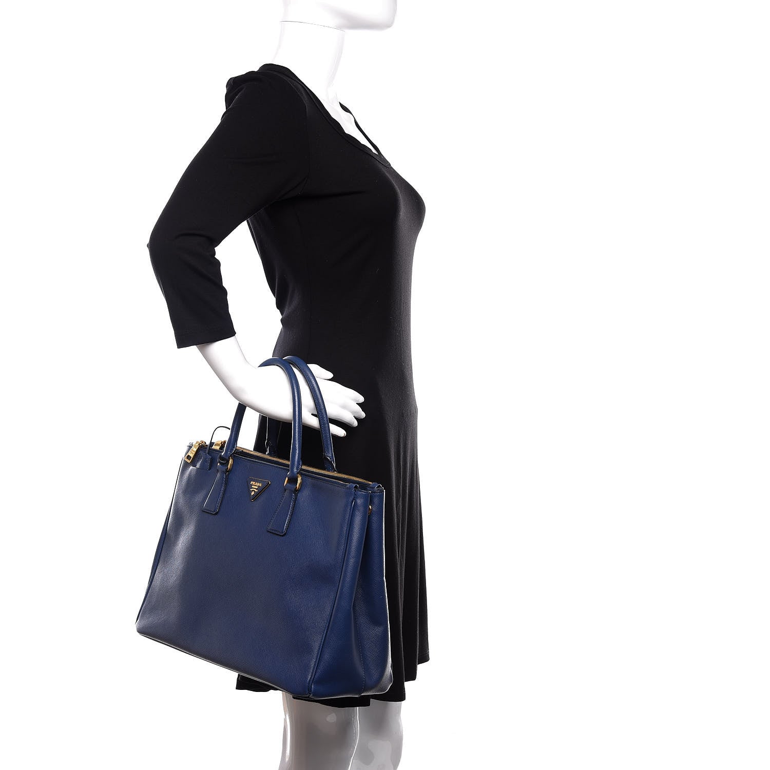 Prada Saffiano Large Galleria Double Zip Tote Bluette 2 of 9