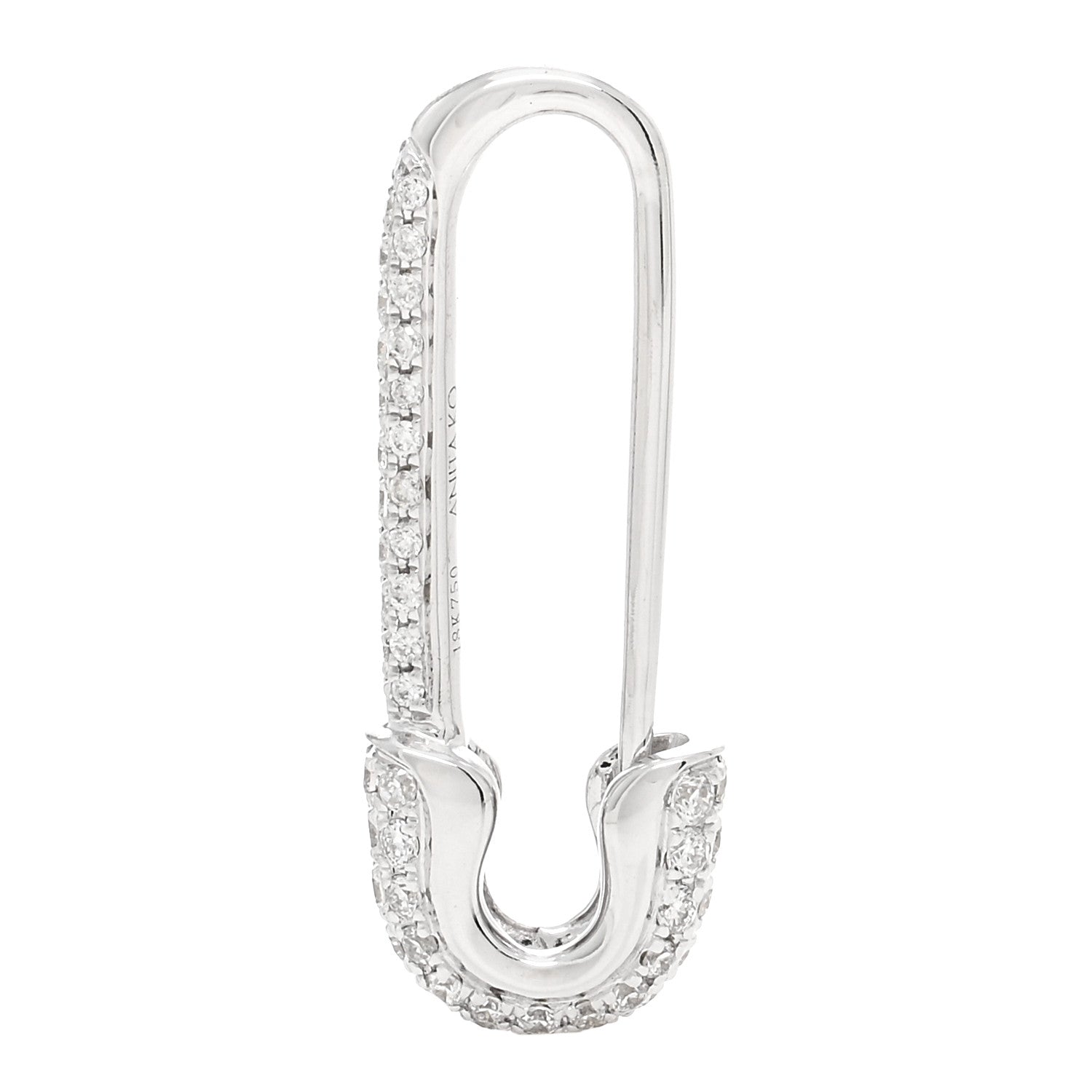 Anita Ko 18K White Gold Diamond Mini Safety Pin Earring 1 of 3
