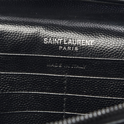 Saint Laurent Grain De Poudre Matelasse Chevron Monogram Chain Wallet Black 6 of 16