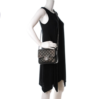 Chanel Metallic Goatskin Quilted Small Rock In Rome Flap Charcoal 2 of 8