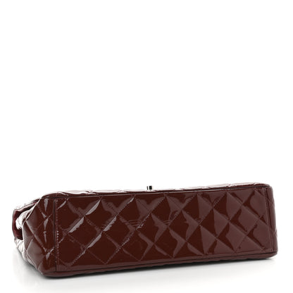 Chanel Patent Quilted Maxi Single Flap Dark Red 4 of 9