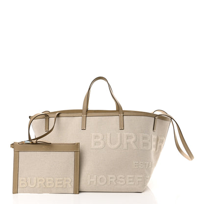 Burberry Cotton Canvas Mini Logo Horseferry Tote Bag Off White 3 of 13
