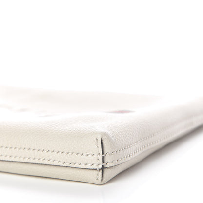 Gucci Pebbled Calfskin Medium Logo Portfolio Clutch White 6 of 9