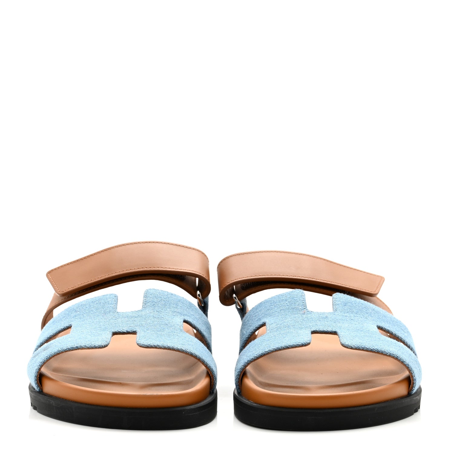 Hermes Denim Calfskin Womens Chypre Sandals 40.5 Bleu Clair Naturel 2 of 9