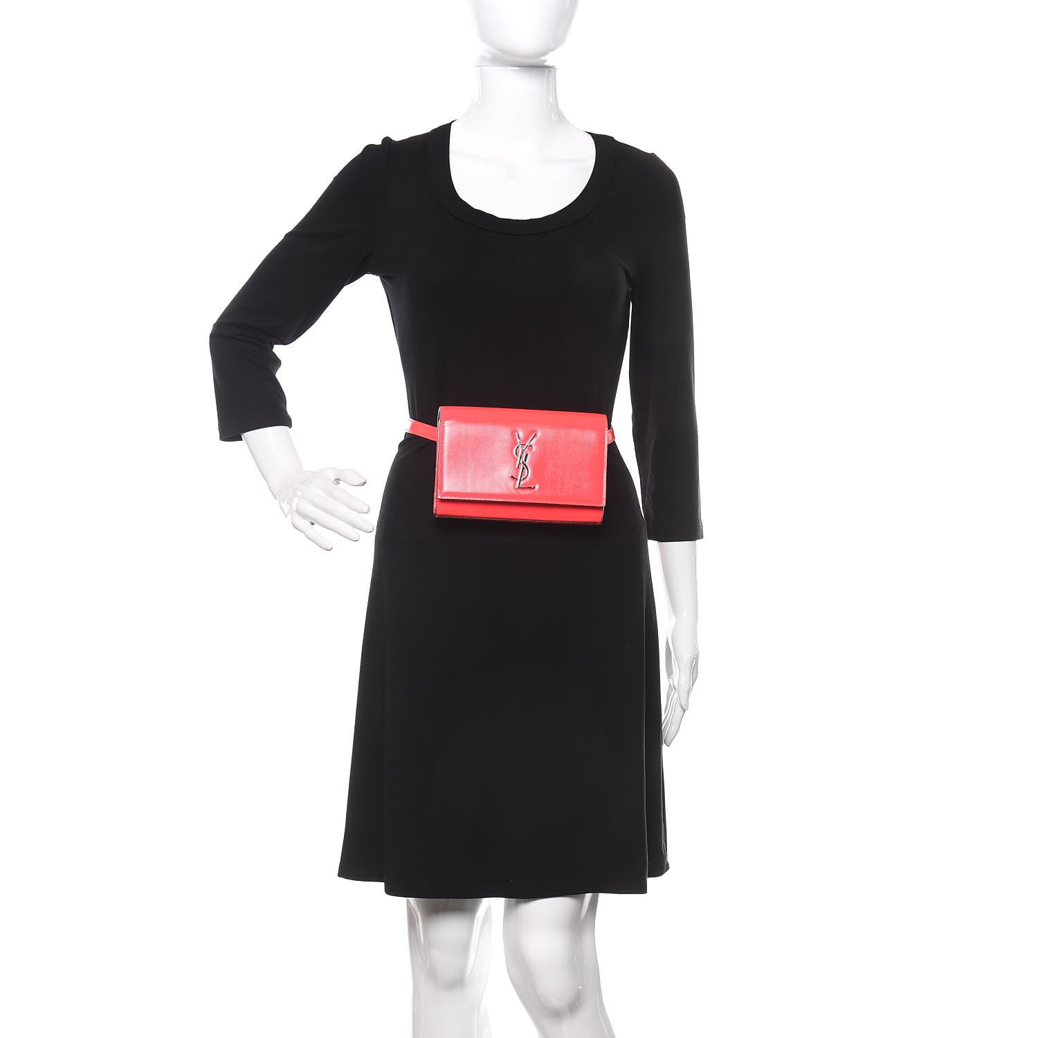 Saint Laurent Grain De Poudre Monogram Kate Belt Bag Neon Pink 2 of 9