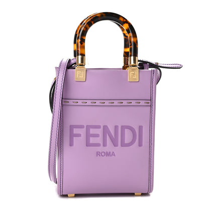 Fendi Vitello King Plexiglass Logo Embossed Mini Fendi Sunshine Shopper Tote Lavanda 1 of 12