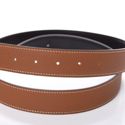 Hermes Box Togo Strie 32mm H Belt 95 Black Gold 7 of 8