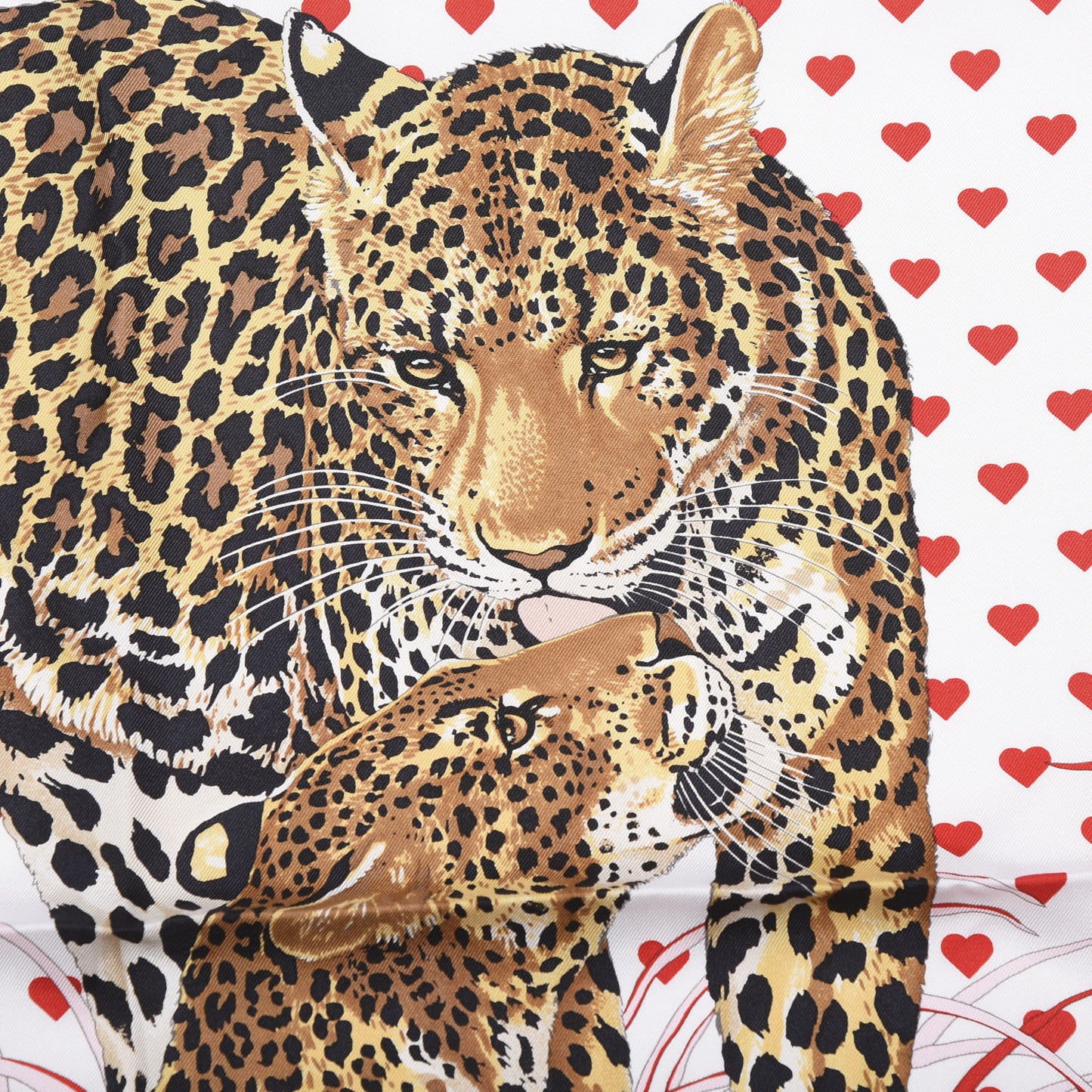 Silk Jungle Love Scarf 90 White Rouge Vert