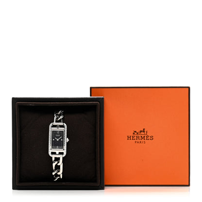 Hermes Stainless Steel Diamond Bezel 17mm Nantucket Quartz Watch Black 5 of 5
