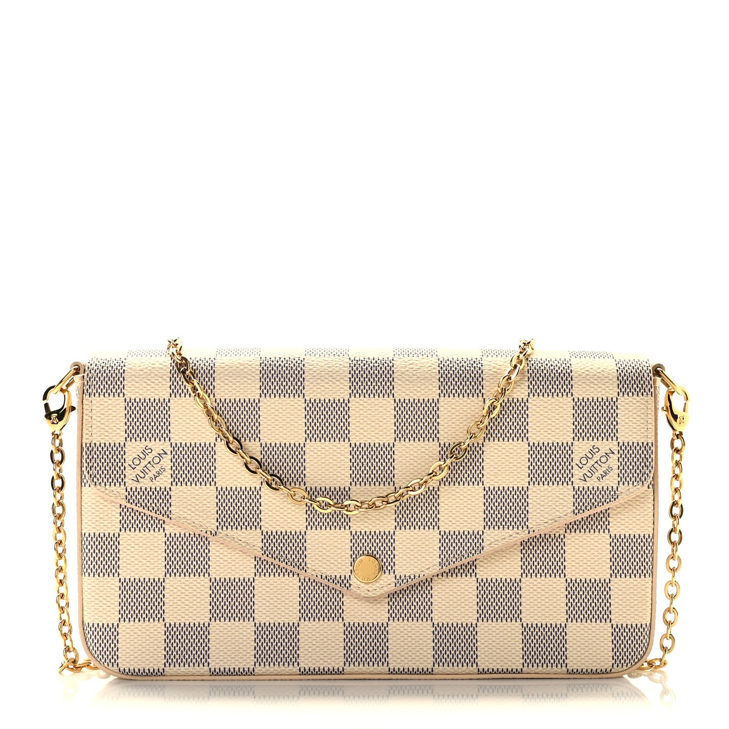 Louis Vuitton Damier Azur Pochette Felicie Chain Wallet Rose Ballerine 1 of 8