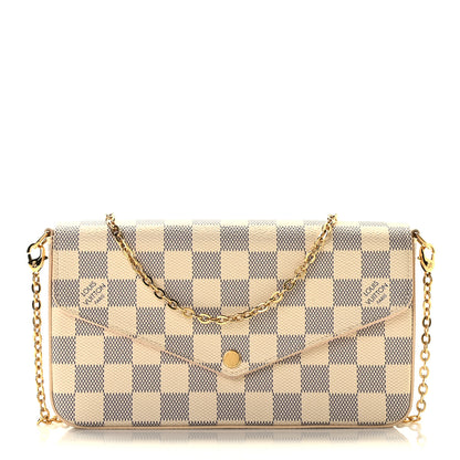 Louis Vuitton Damier Azur Pochette Felicie Chain Wallet Rose Ballerine 1 of 8