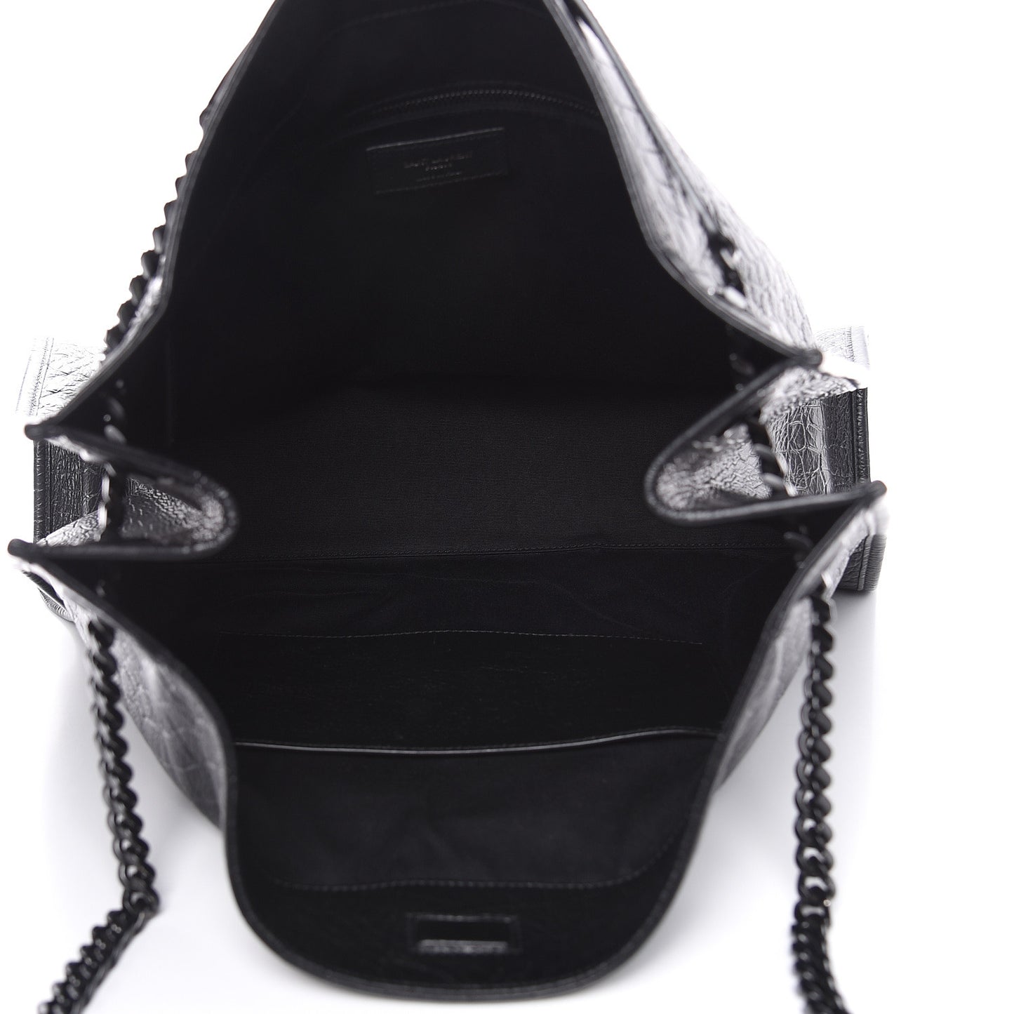 Calfskin Crocodile Embossed Monogram Large Niki Shopping Bag Black