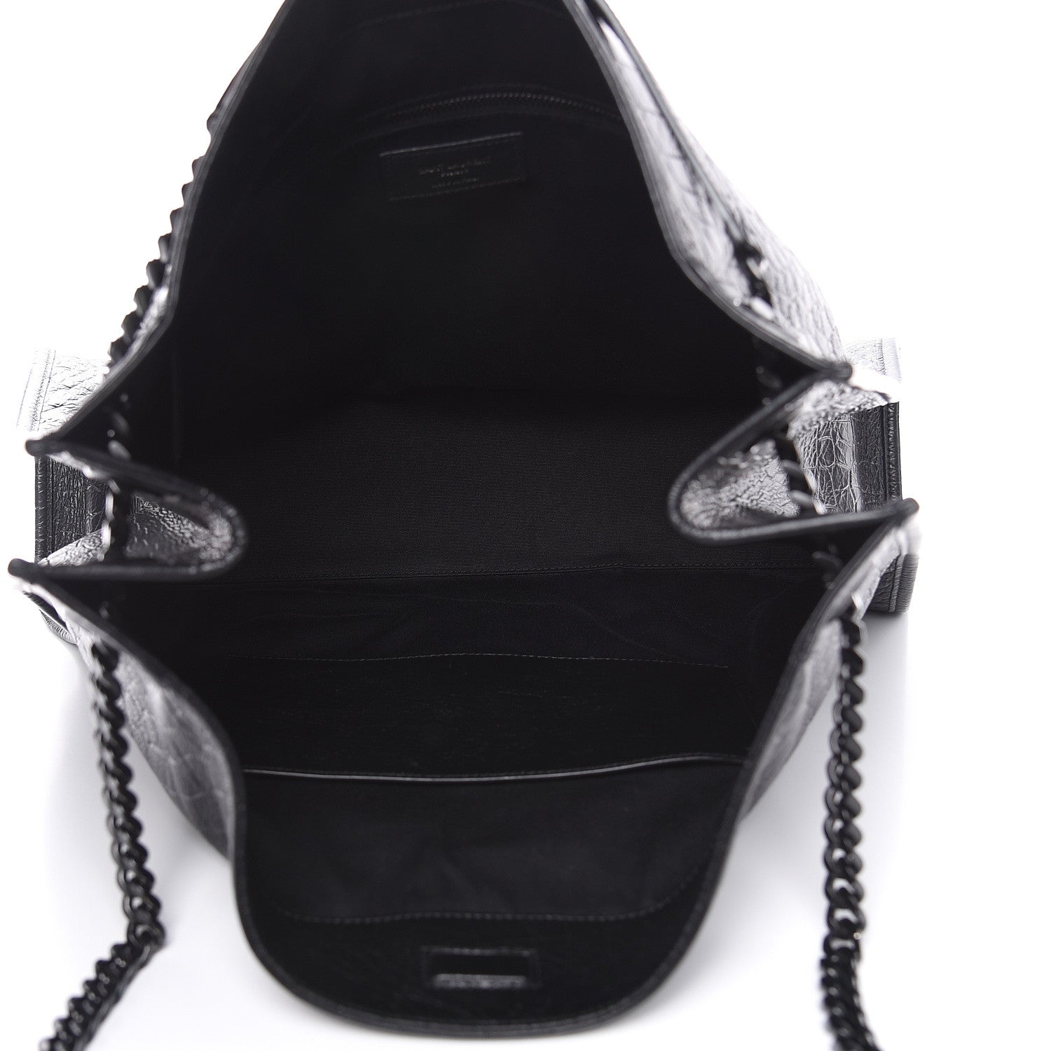 Saint Laurent Calfskin Crocodile Embossed Monogram Large Niki Shopping Bag Black 5 of 10