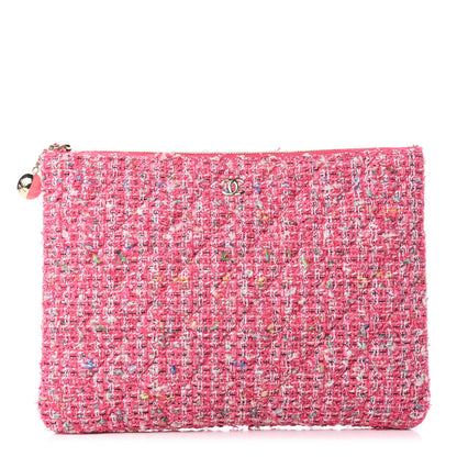 Chanel Tweed Quilted Medium Cosmetic Case Pink 1 of 7