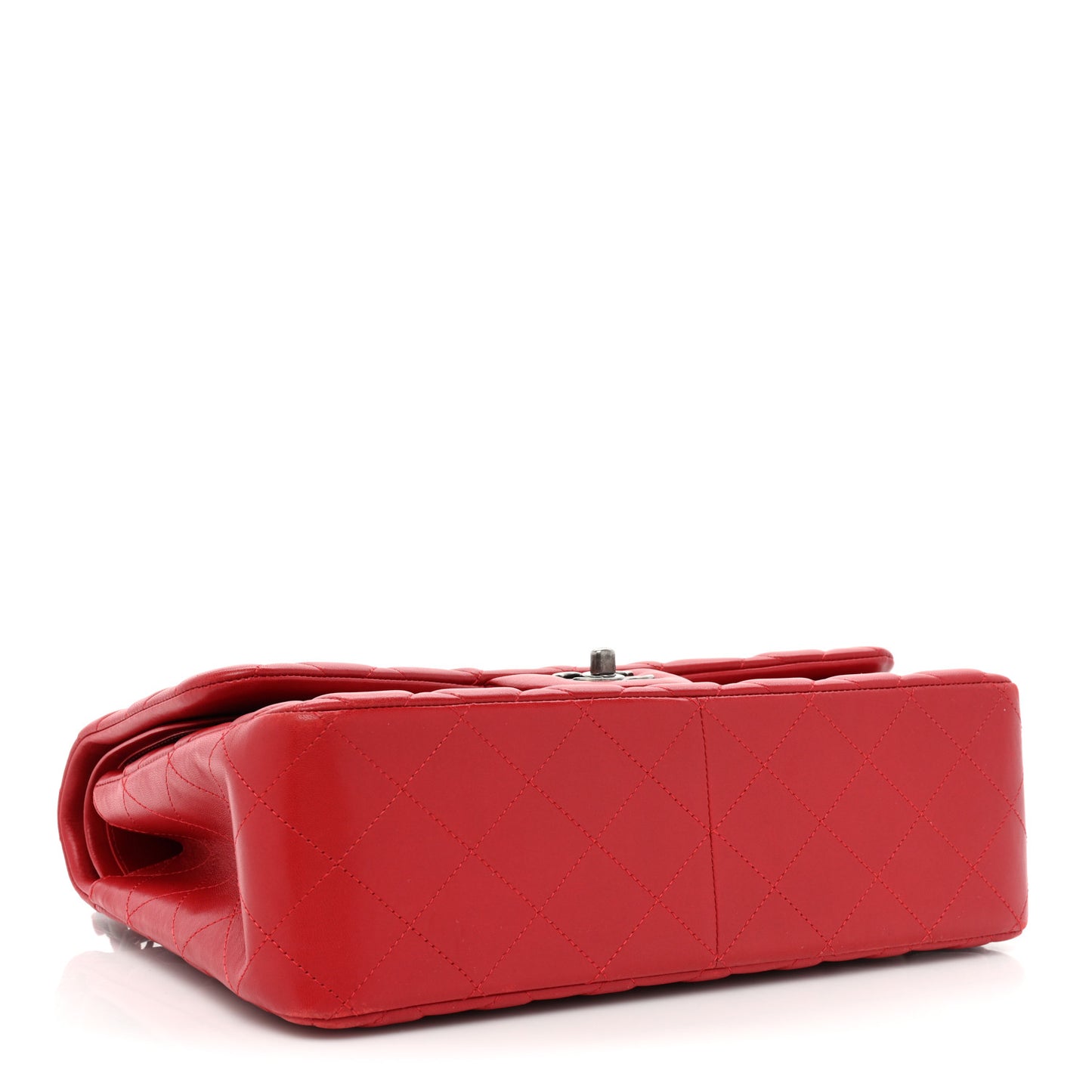 Lambskin Quilted Jumbo Double Flap Red