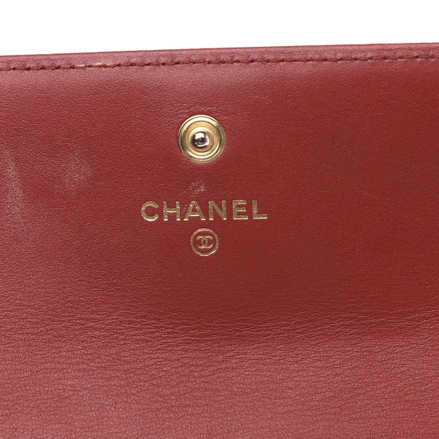 Calfskin Quilted Boy Chain Around Flap Wallet Red