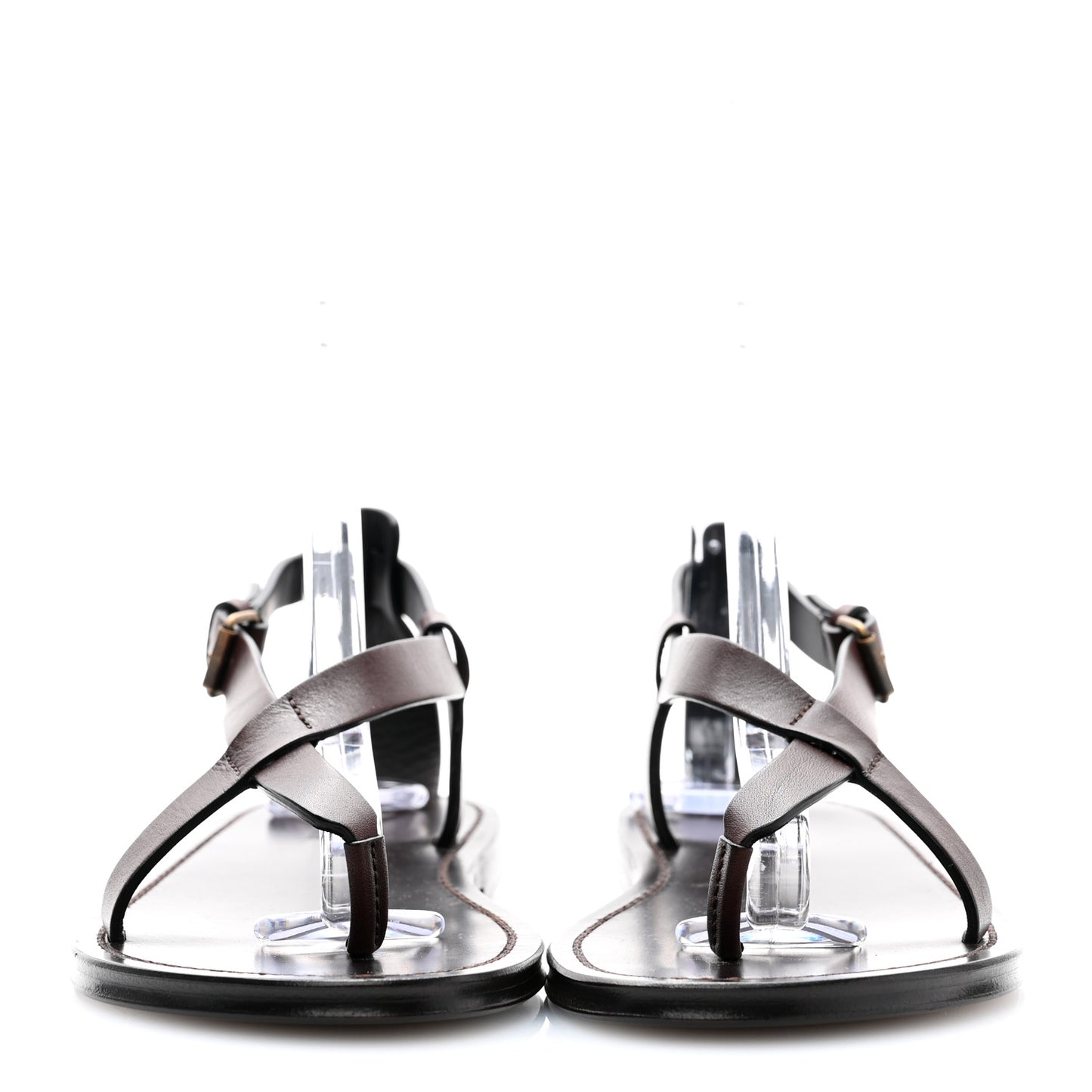 Calfskin Culver Flat Sandals 39 Dark Brown