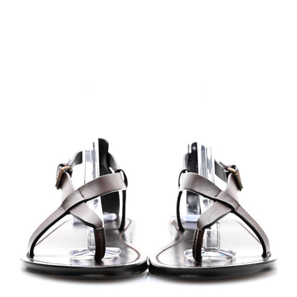 Saint Laurent Calfskin Culver Flat Sandals 39 Dark Brown 2 of 8