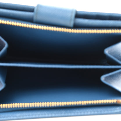 Prada Saffiano Metal Compact Wallet Cobalto 5 of 7
