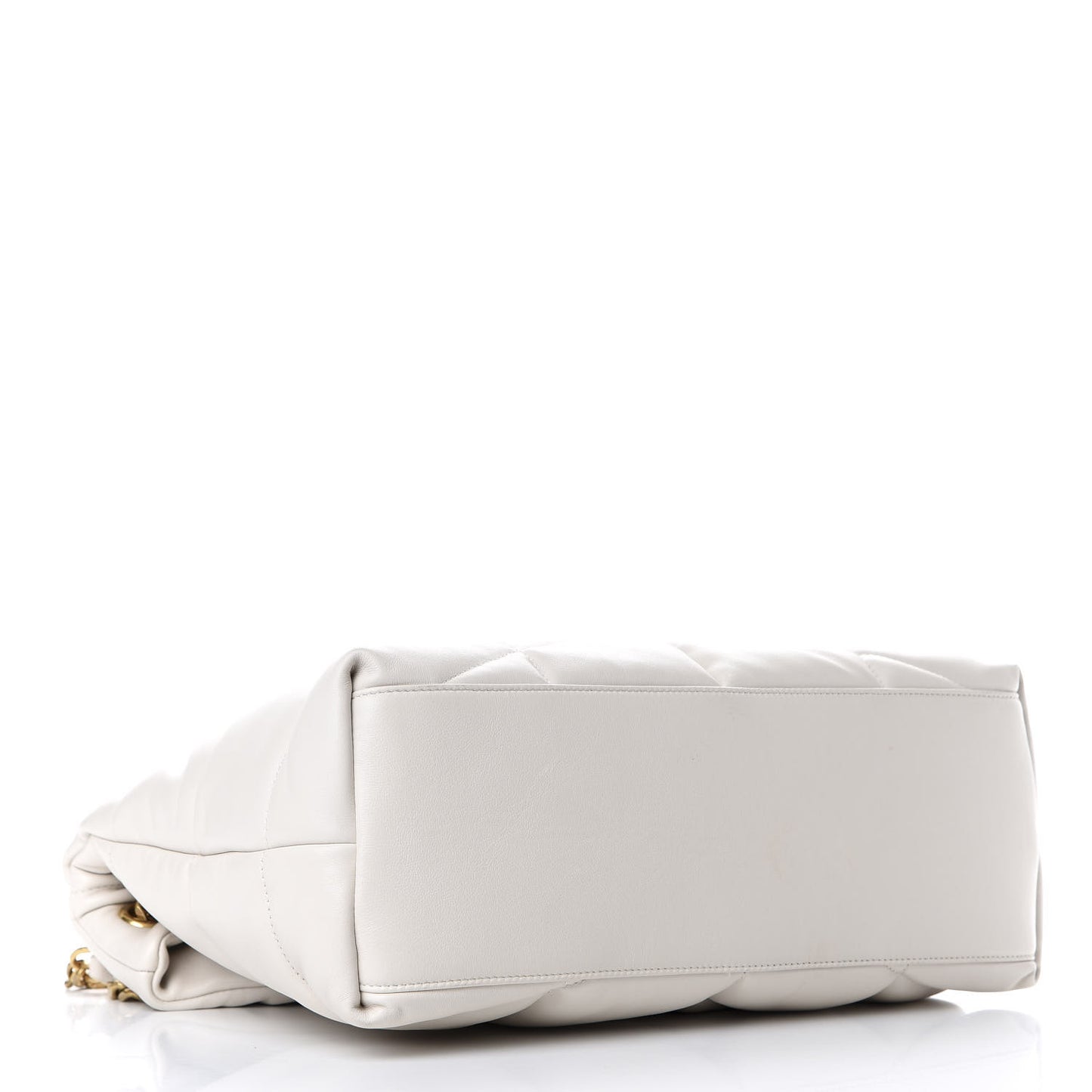 Lambskin Quilted Medium Loulou Puffer Monogram Chain Satchel Blanc Vintage