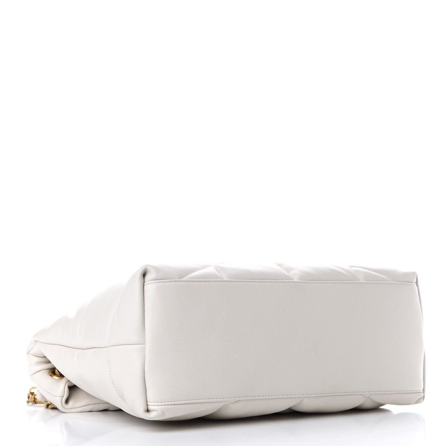 Saint Laurent Lambskin Quilted Medium Loulou Puffer Monogram Chain Satchel Blanc Vintage 3 of 10
