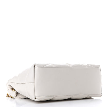 Saint Laurent Lambskin Quilted Medium Loulou Puffer Monogram Chain Satchel Blanc Vintage 3 of 10