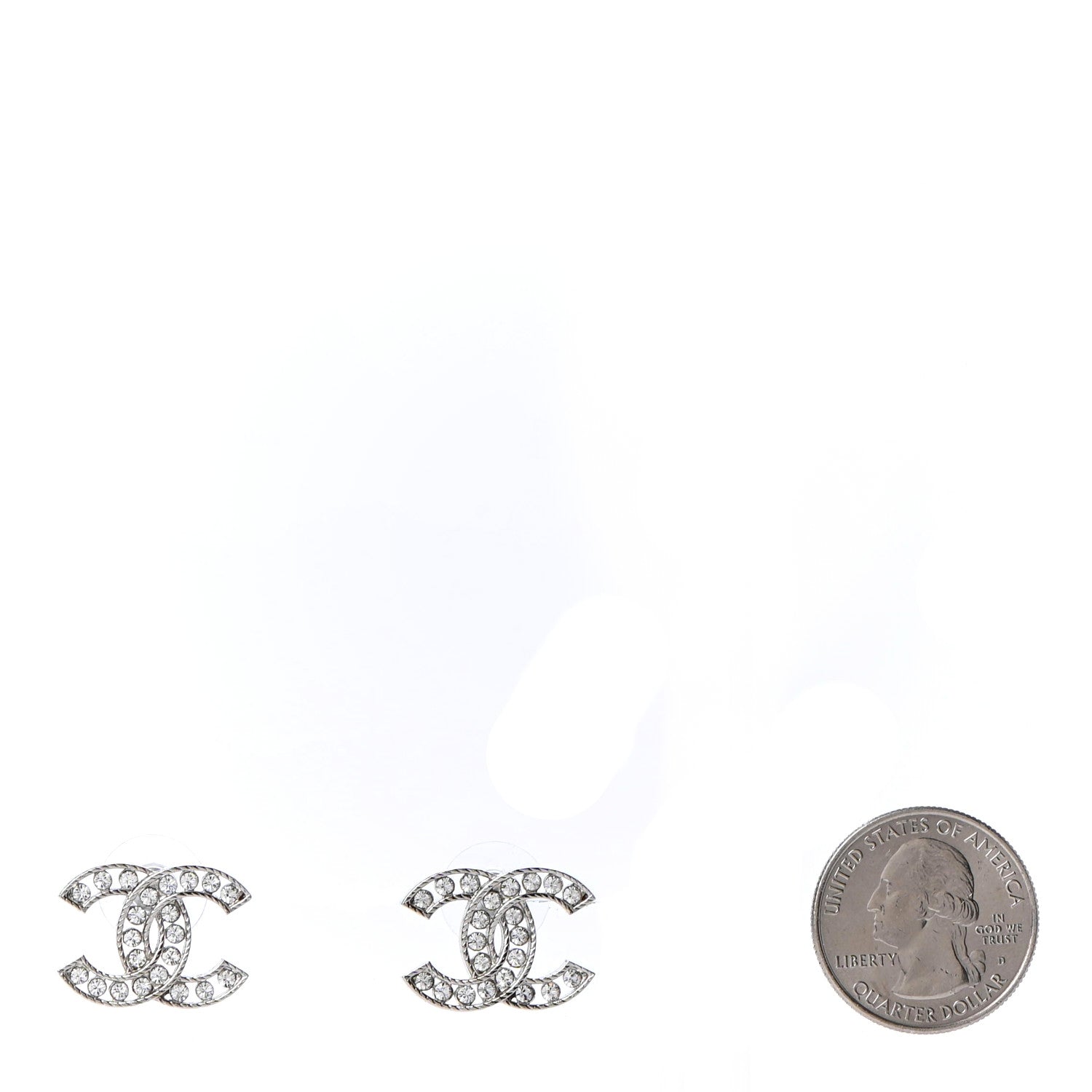 Chanel Crystal CC Earrings Silver 2 of 4