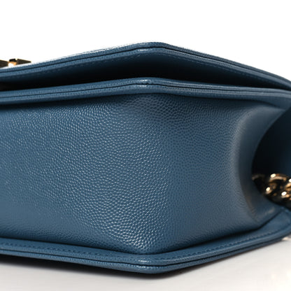 Chanel Caviar Chevron Quilted Medium Boy Flap Blue 10 of 11