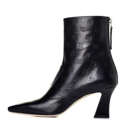 Fendi Vitello Karligraphy Embossed FFreedom Ankle Boots 40 Black 1 of 8