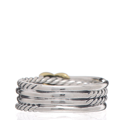 David Yurman Sterling Silver 18K Yellow Gold 6mm X Crossover Ring 54 7 4 of 5