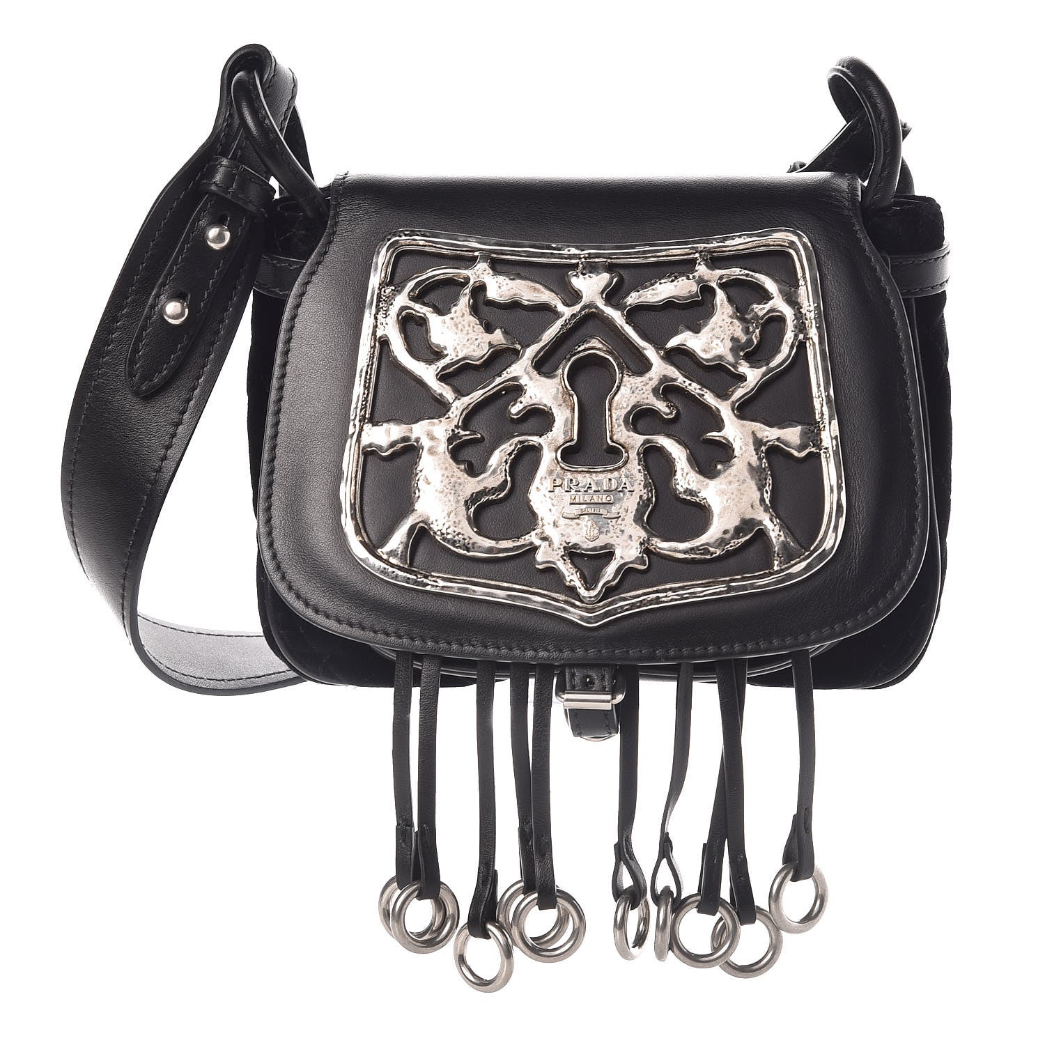 Prada Velluto Corsaire Antic Crossbody Bag Black 1 of 8