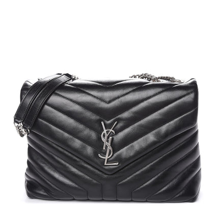 Saint Laurent Calfskin Y Quilted Monogram Medium Loulou Chain Satchel Black 1 of 18