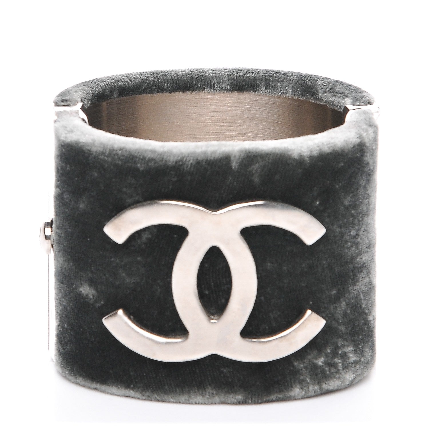 Chanel Velvet CC Cuff Silver Grey 1 of 5