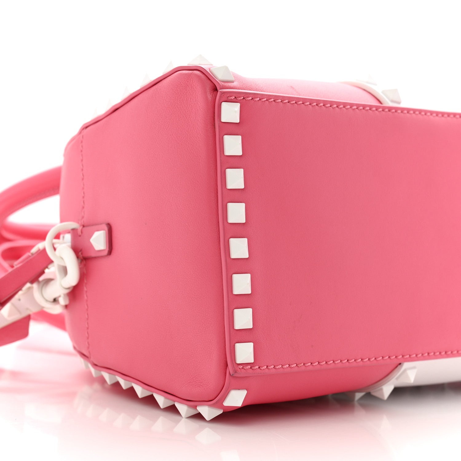 Valentino Garavani Vitello Colorblock Free Rockstud Top Handle Shoulder Bag Pink Optic White 8 of 14