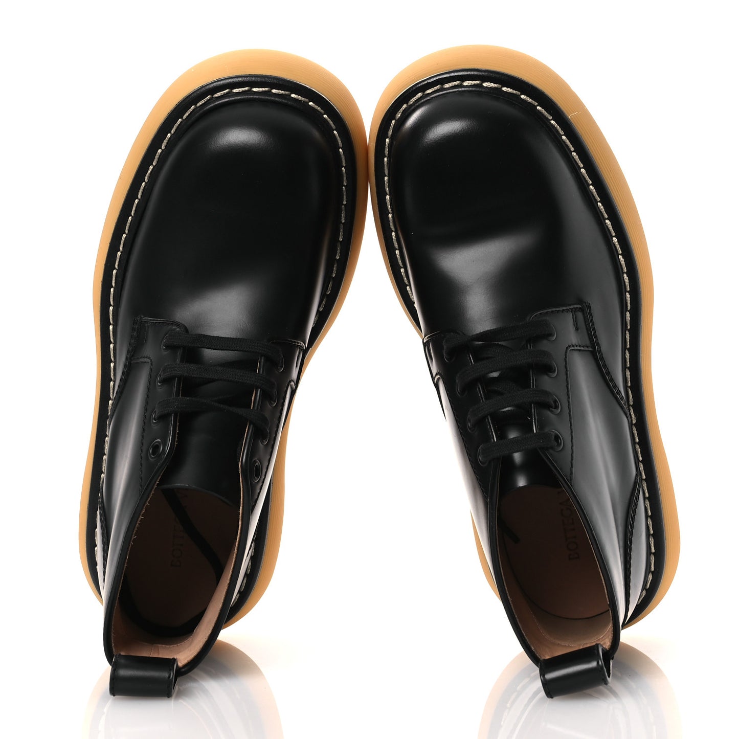 Calfskin Bounce Lace Up Ankle Boots All 38 Black Natural Rubber
