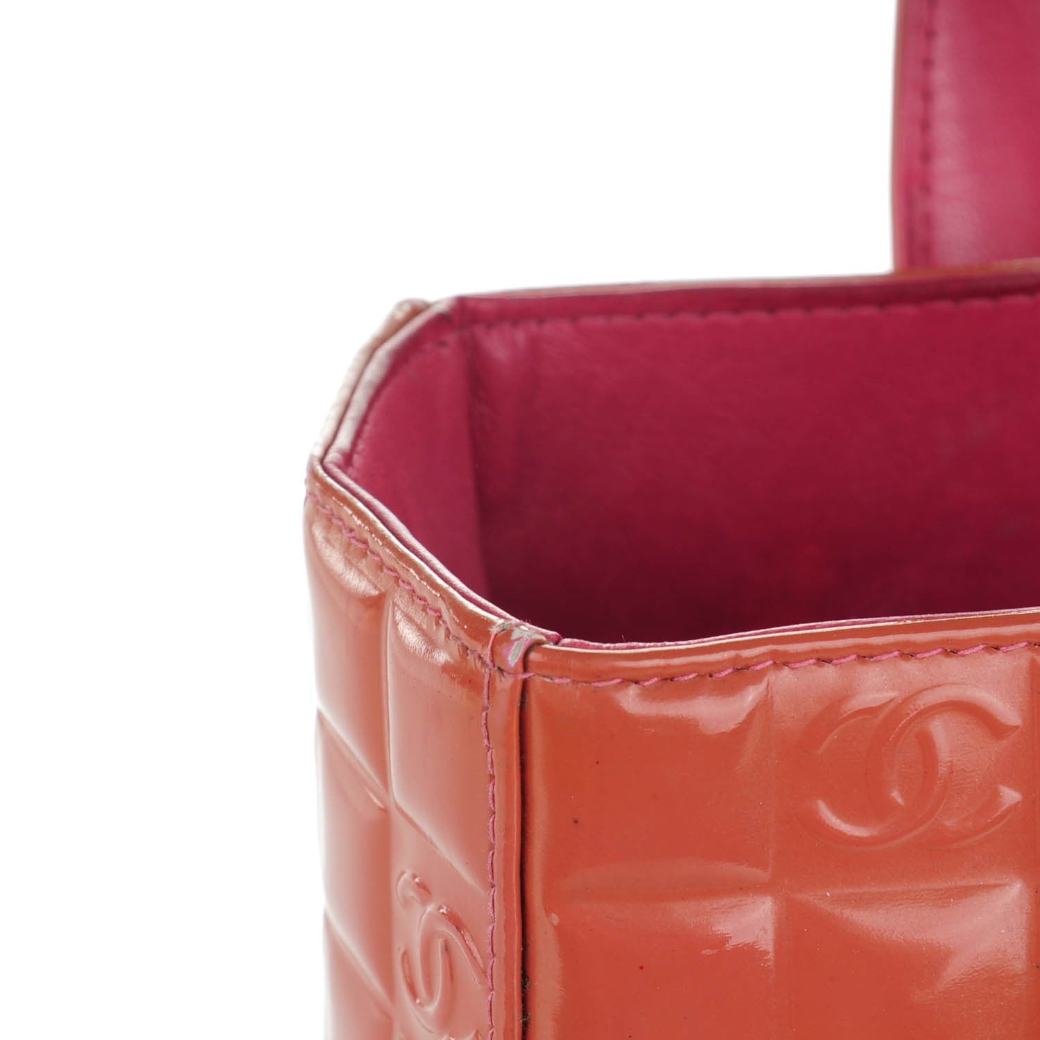 Chanel Patent Chocolate Bar Quilted Tote Pink 7 of 10