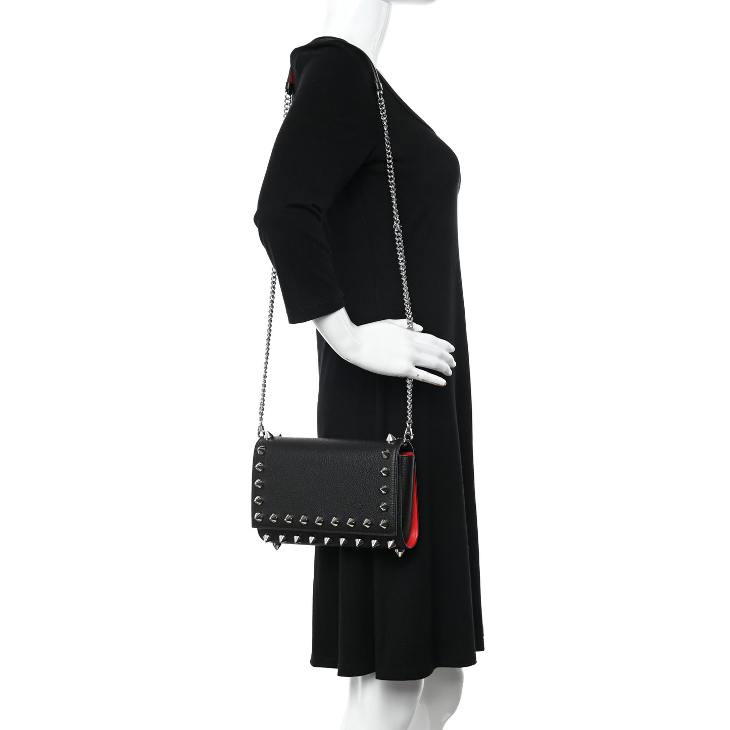 Calfskin Empire Maxi Spikes Paloma Clutch Black