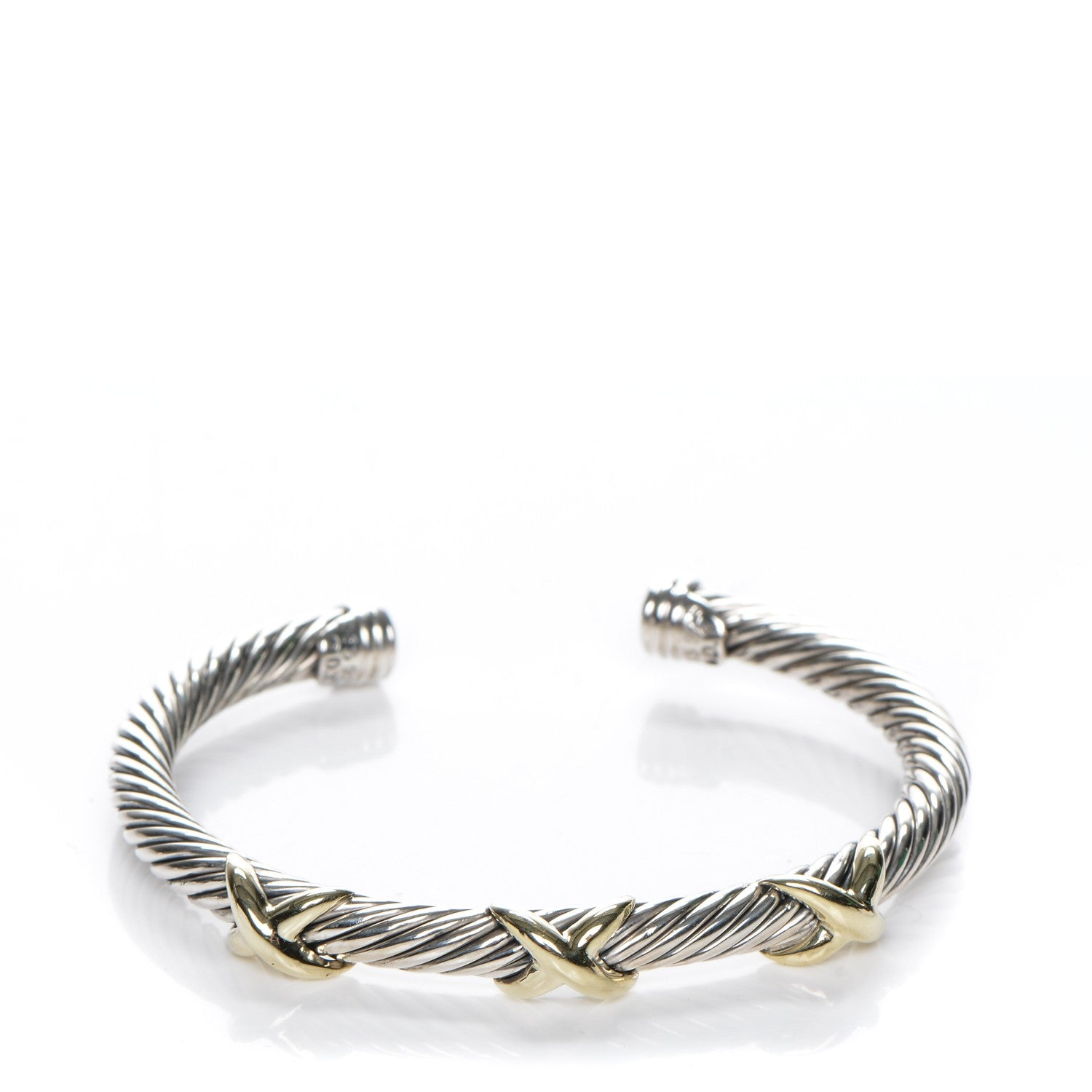David Yurman Sterling Silver 14K Yellow Gold 5mm Triple X Cable Bracelet 1 of 4