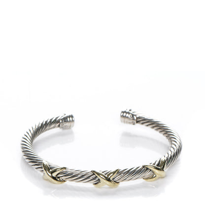 David Yurman Sterling Silver 14K Yellow Gold 5mm Triple X Cable Bracelet 1 of 4