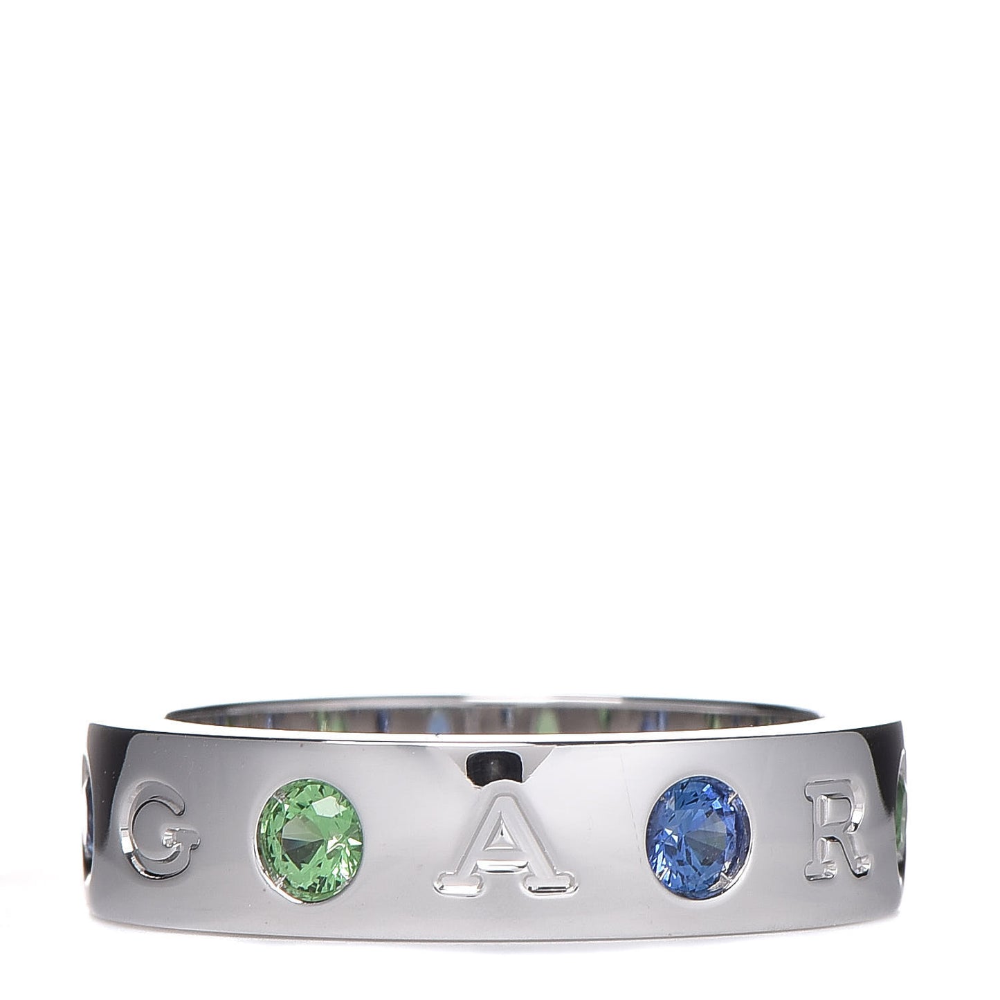 18K White Gold Sapphire Tsavorite Roman Sorbets Ring 54 6.75