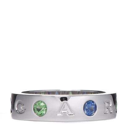 Bulgari 18K White Gold Sapphire Tsavorite Roman Sorbets Ring 54 6.75 1 of 7